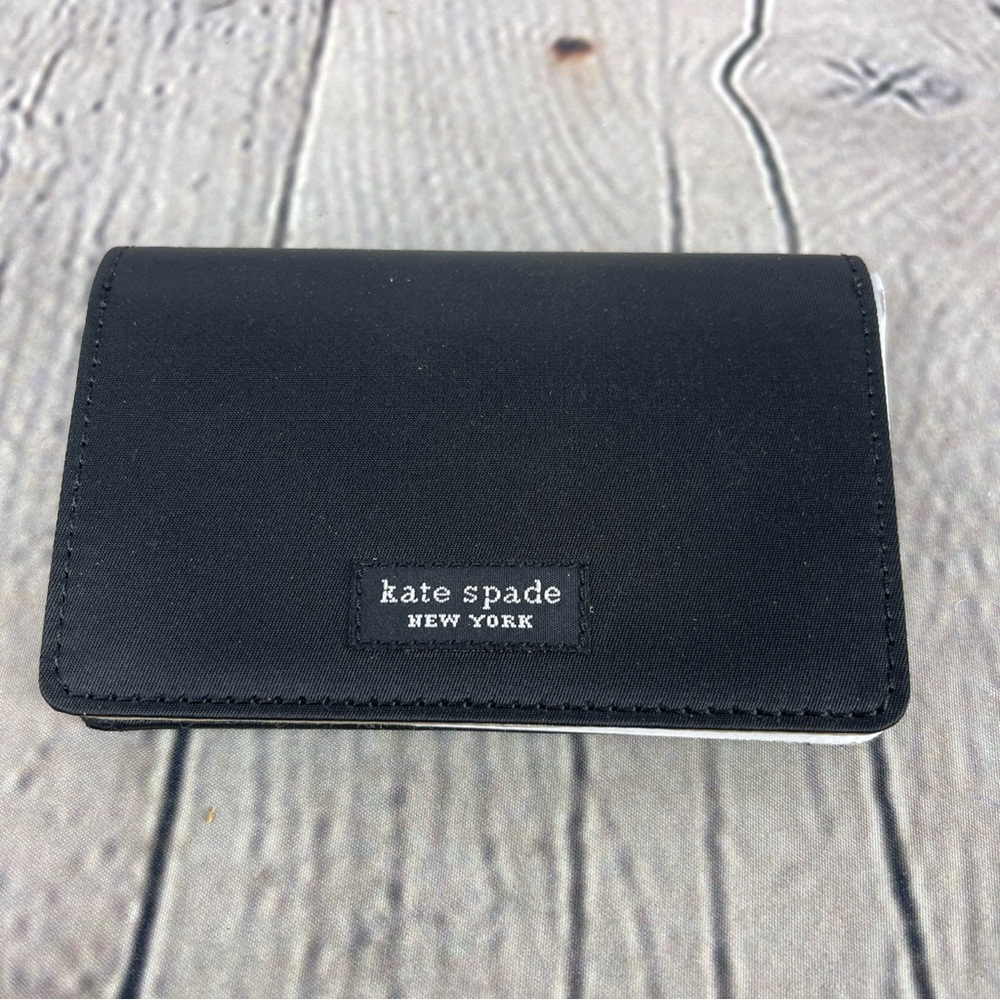Kate Spade Black Mini Folded‎ Wallet Leather Nylon As043 101